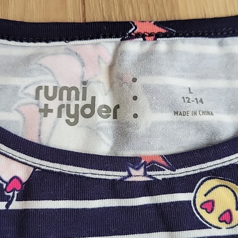 NWT rumi + ryder Girls Skater Dress w/pockets Blue w/white stripes